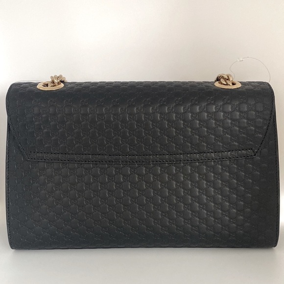 Gucci Emily Guccissima GG Logo Black Leather Shoulder Bag New - Picture 12 of 17